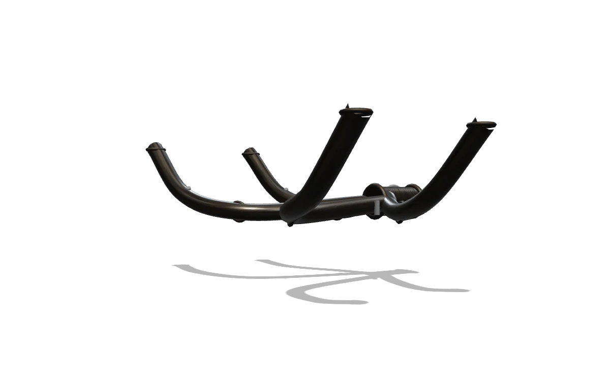 Firewall-forward exhaust: swept primaries with weld beads, EGT bosses and the collector