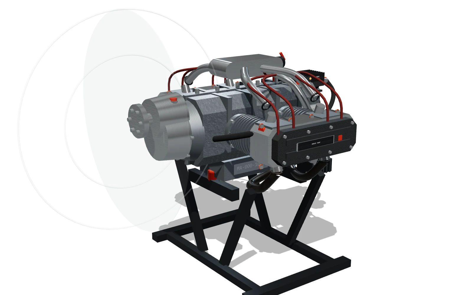 M160T mounted on the test stand with the propeller disc turning